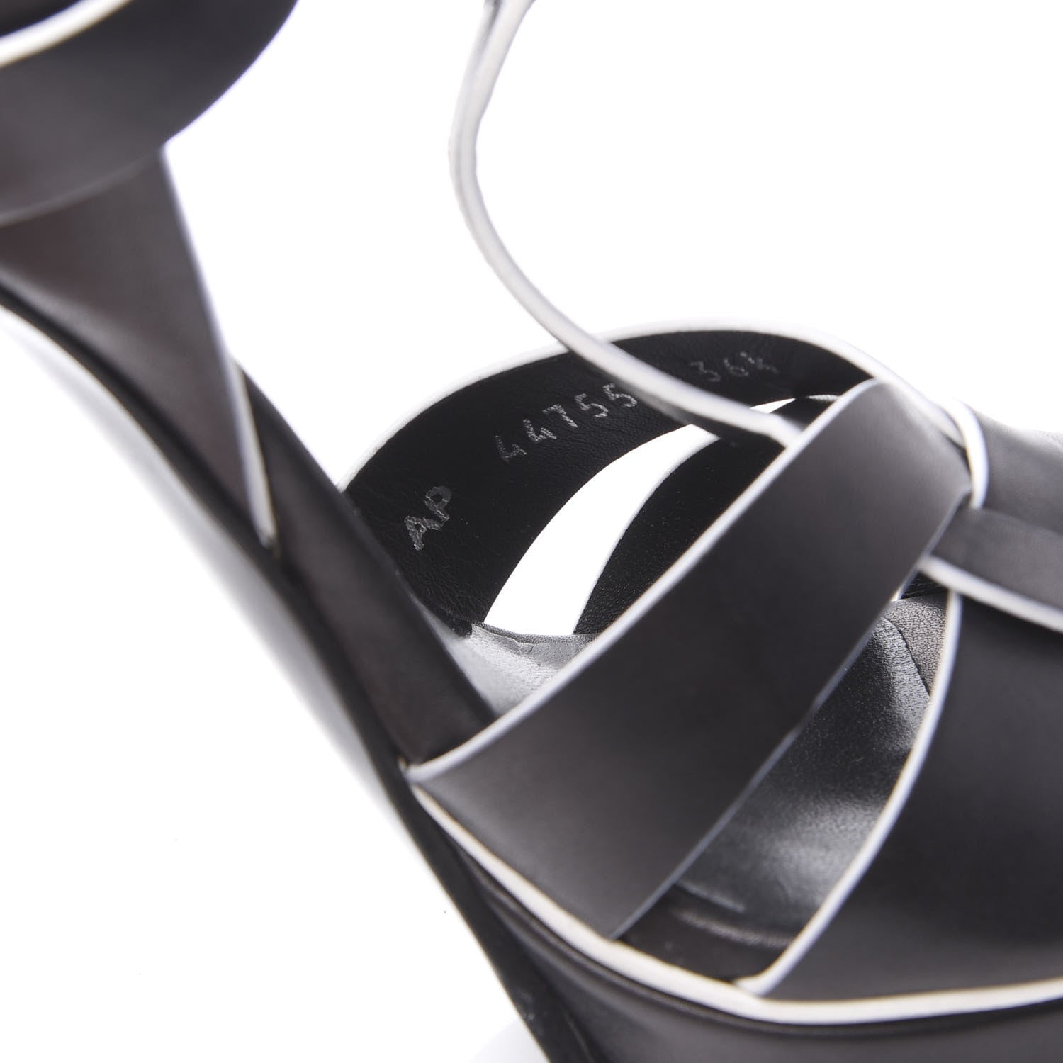 Saint Laurent Calfskin Tribute 105 Platform Sandals 36.5 Black White 8 of 8