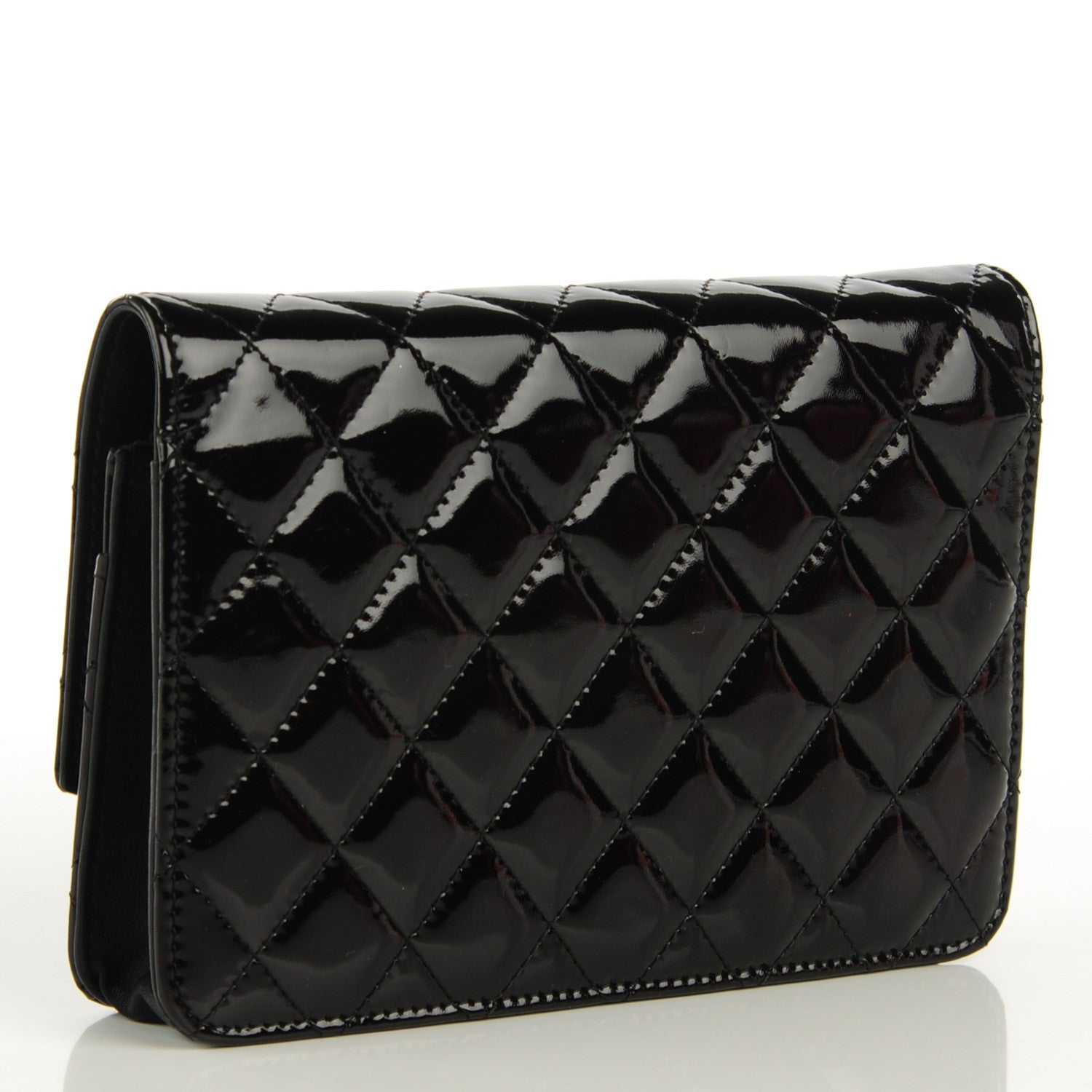 Chanel Patent Quilted Brilliant Wallet On Chain WOC Black 3 of 8