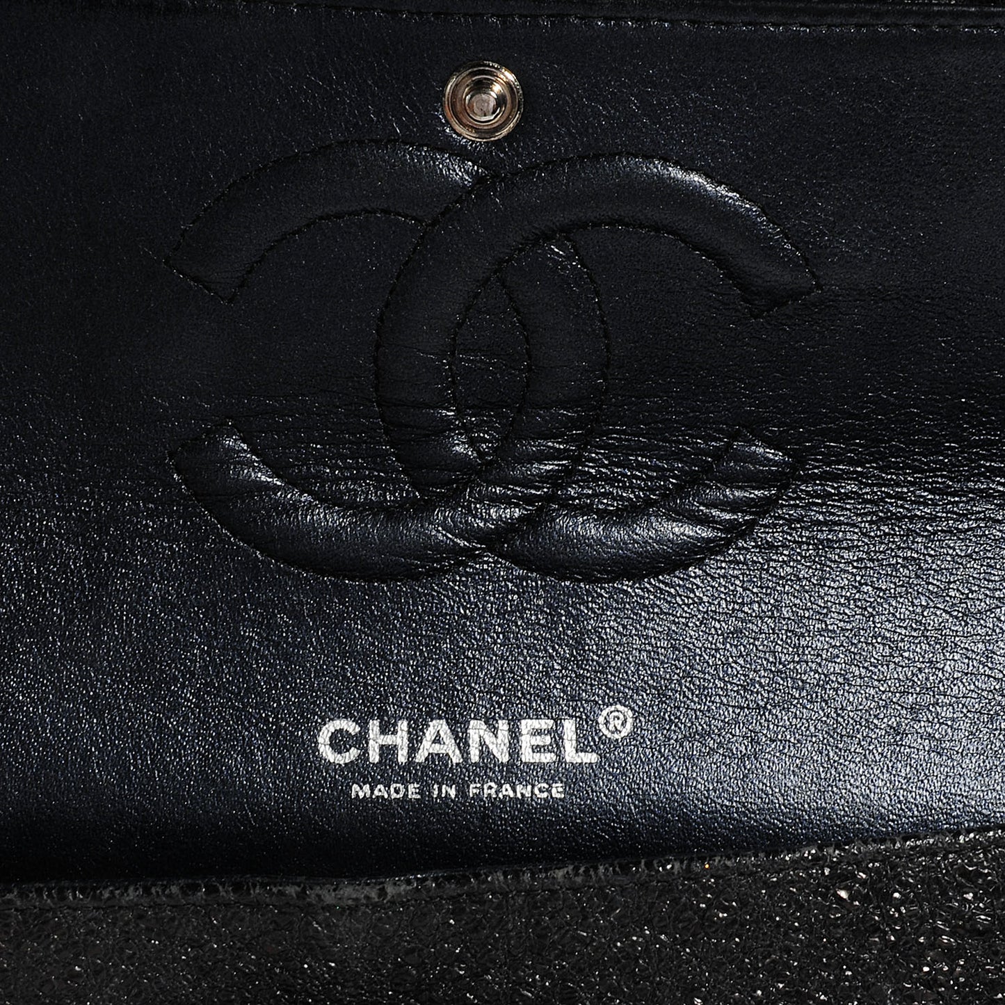 Crackled Calfskin Medium Double Flap Black