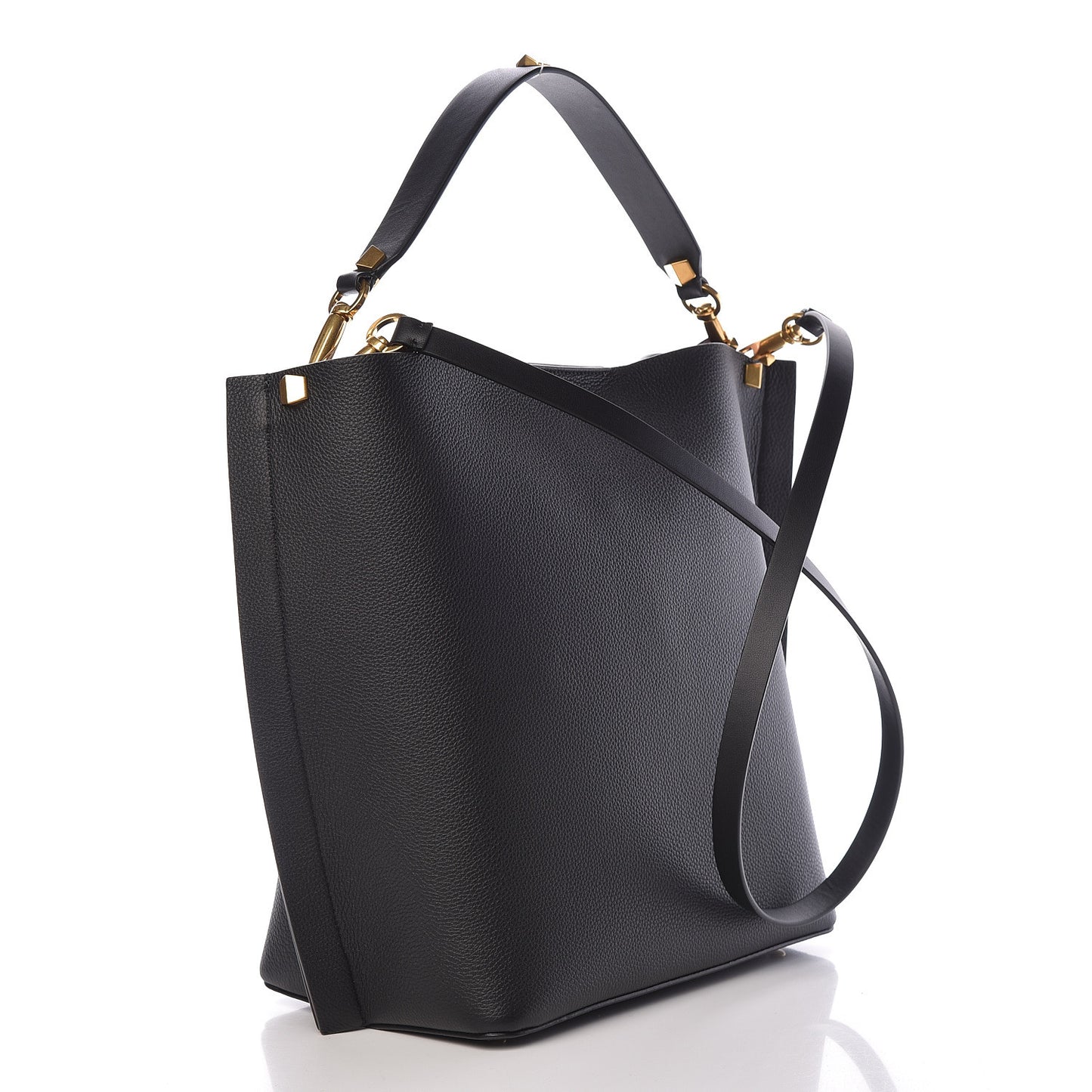 Grainy Calfskin Escape Hobo Bag Black