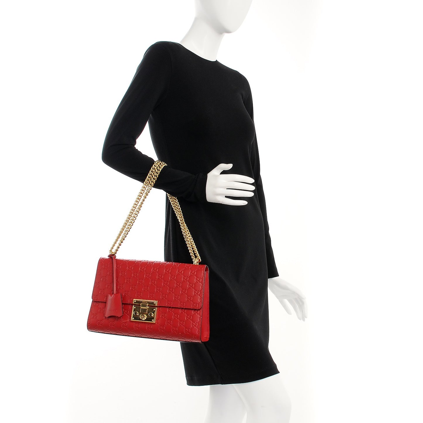 Guccissima Medium Padlock Shoulder Bag Hibiscus Red