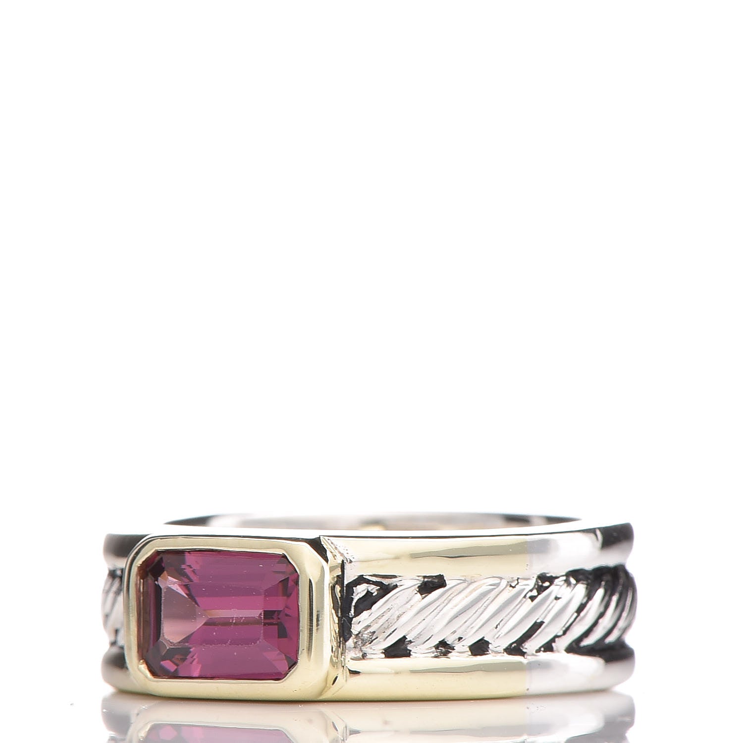 David Yurman Sterling Silver 14K Yellow Gold Rhodolite Garnet Cable Ring 52 6 3 of 6