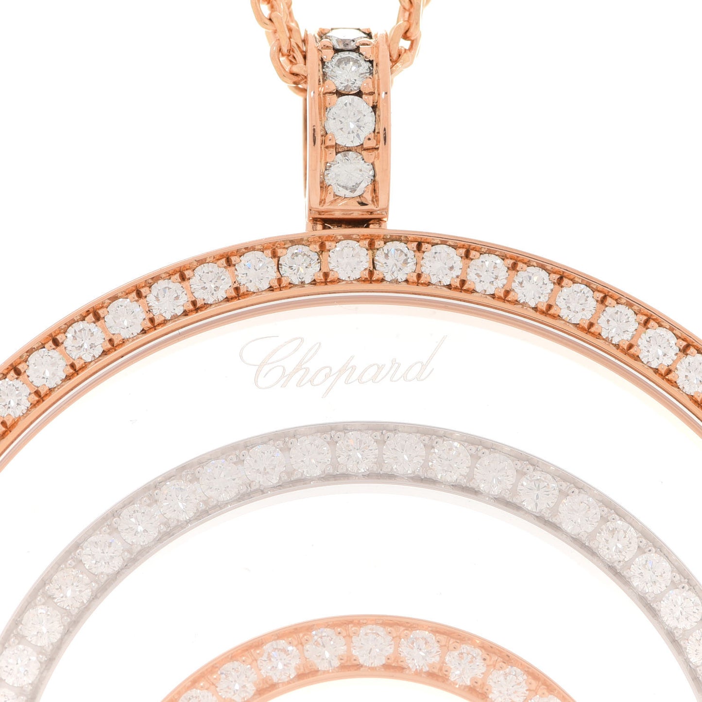 18K White Rose Gold Diamond Happy Spirit Large Pendant Necklace