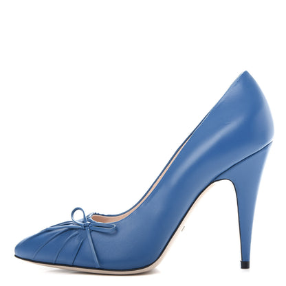 Gucci Nappa Bow High Heel Pumps 39 Riviera Blue 1 of 10