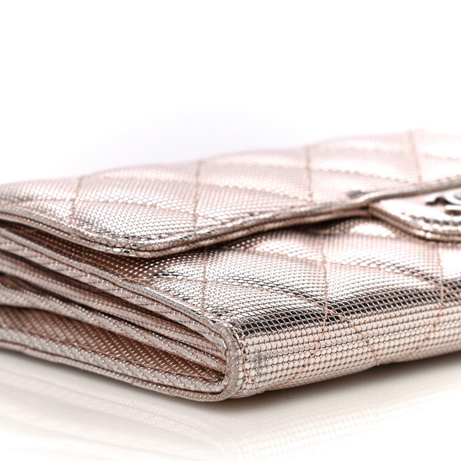 Chanel Metallic Calfskin Quilted Pixel Effect Large Flap Wallet Pink 9 of 13