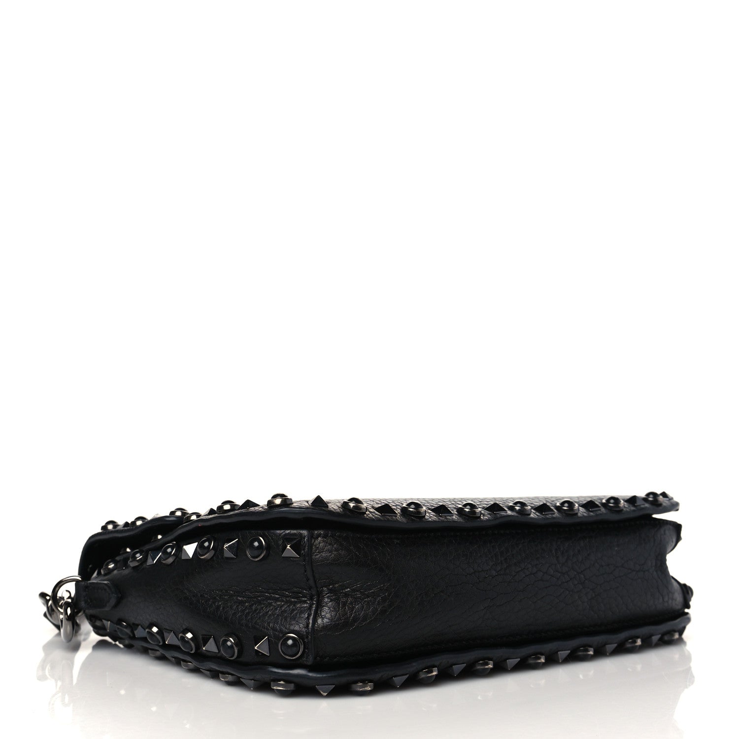 Valentino Garavani Pebbled Calfskin Onyx Medium Rockstud Rolling Flap Saddle Bag Black 4 of 9