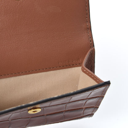 Chloe Crocodile Embossed Shiny Calfskin Small C Tri-Fold Wallet Chestnut Brown 8 of 10