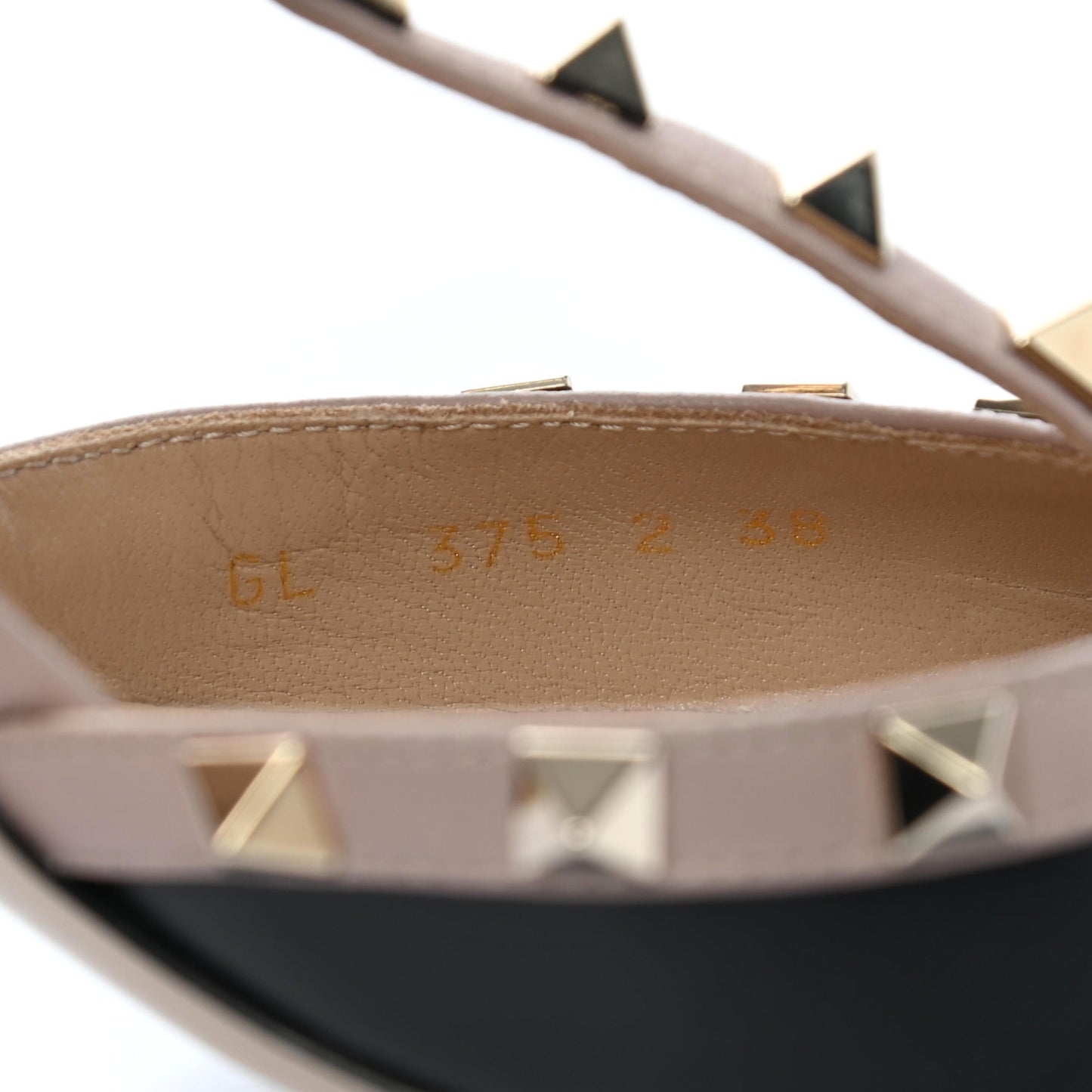 Calfskin Nappa Rockstud Ankle Strap 65mm Pumps 38 Black Poudre