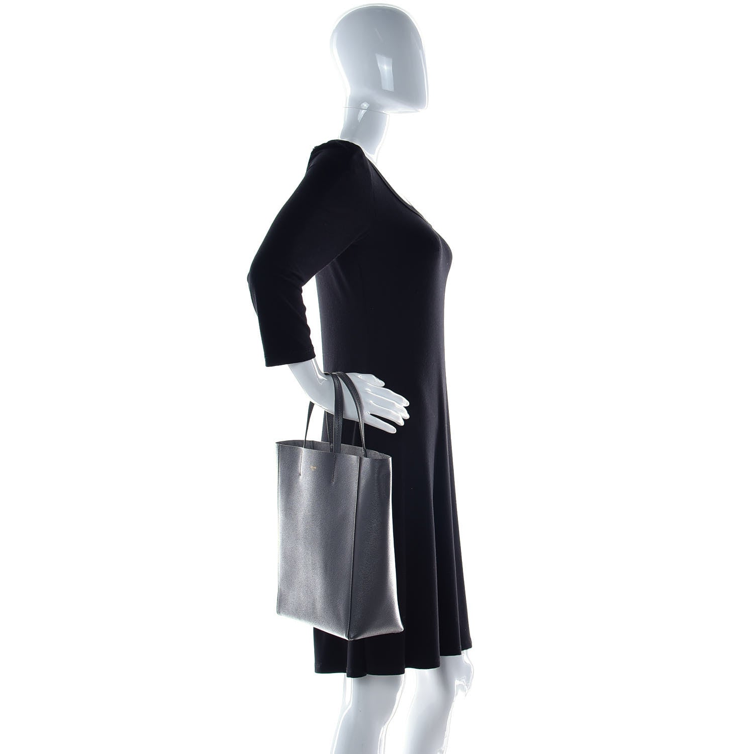 Celine Grained Calfskin Small Vertical Cabas Navy 3 of 9
