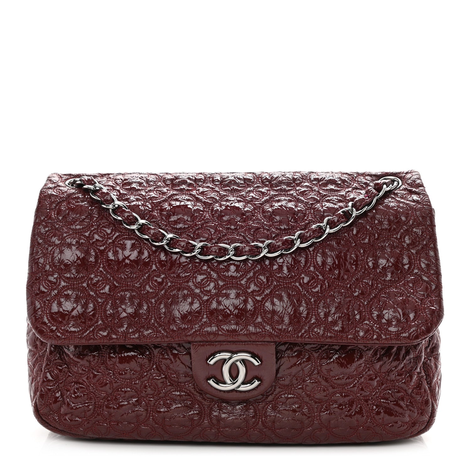 Chanel Vinyl Rock In Moscow Single Flap Dark Red 1 of 9