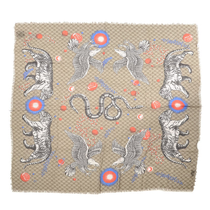 Gucci Silk Monogram Space Animals Scarf Beige 3 of 6