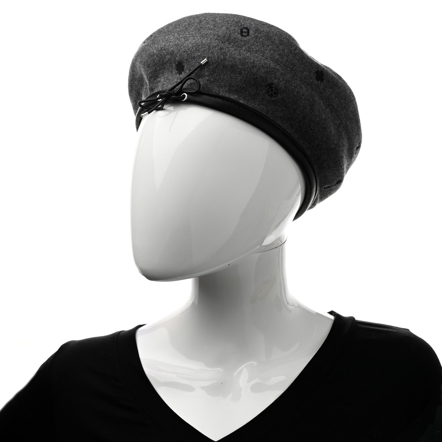 Hermes Cashmere Lambskin Saint-Honore Charms Beret 56 Charbon 2 of 12