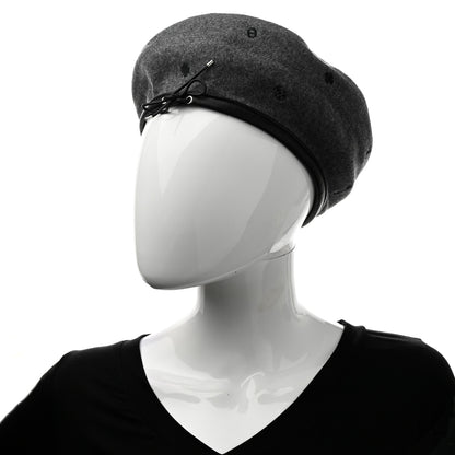 Hermes Cashmere Lambskin Saint-Honore Charms Beret 56 Charbon 2 of 12