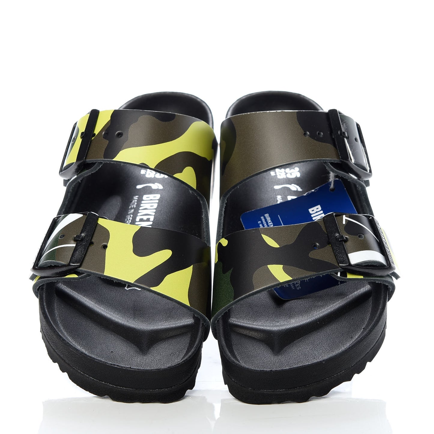 X BIRKENSTOCK Calfskin VLTN Arizona Slide Sandals 35 Army Green Lime