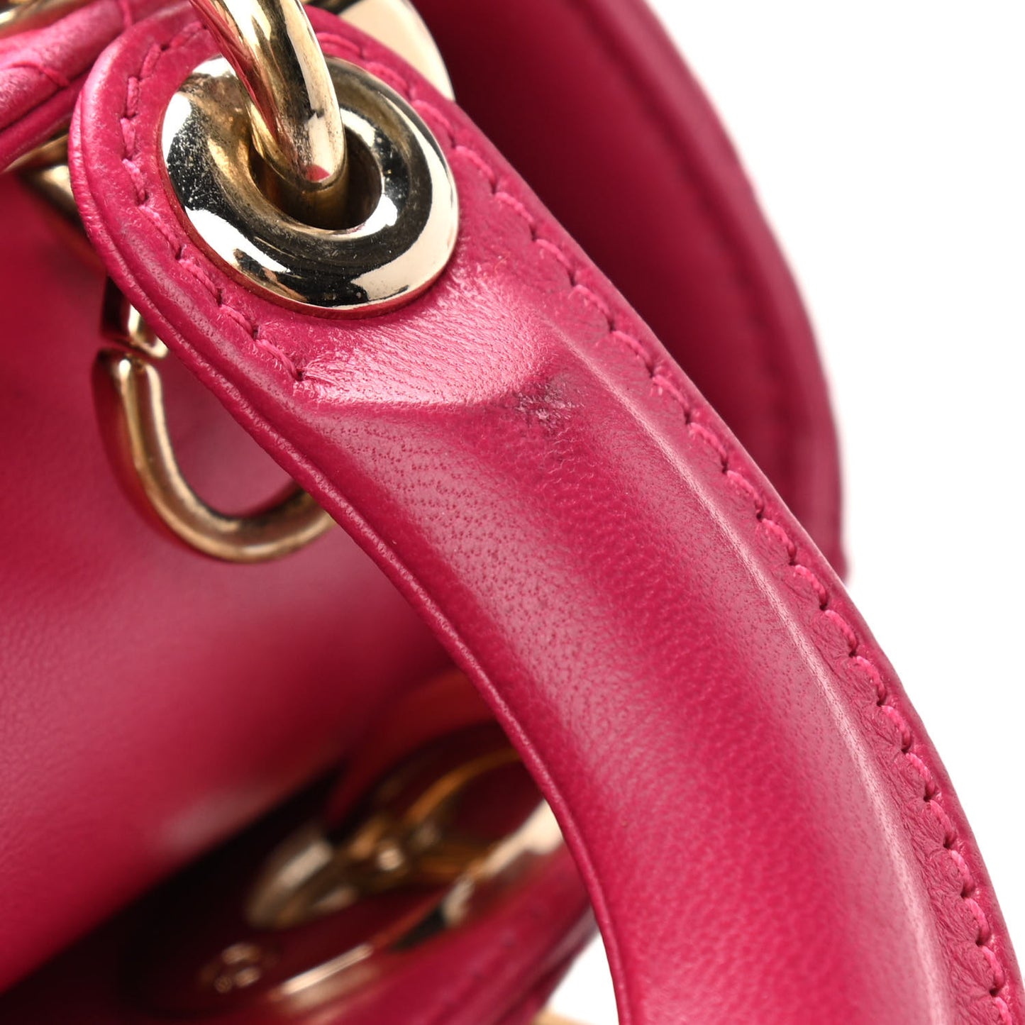 Lambskin Cannage Mini Lady Dior Fuchsia