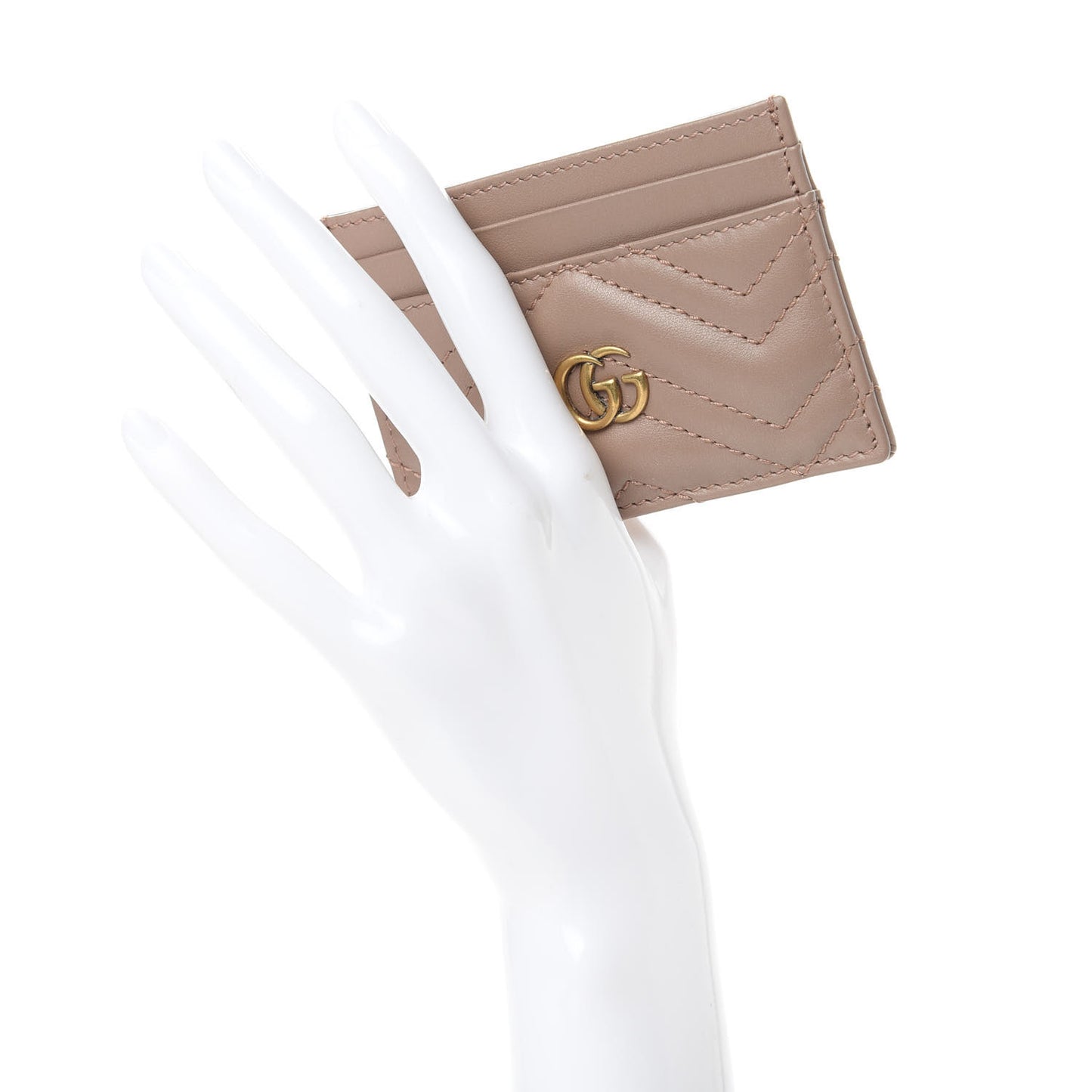 Calfskin Matelasse GG Marmont Card Holder Porcelain Rose