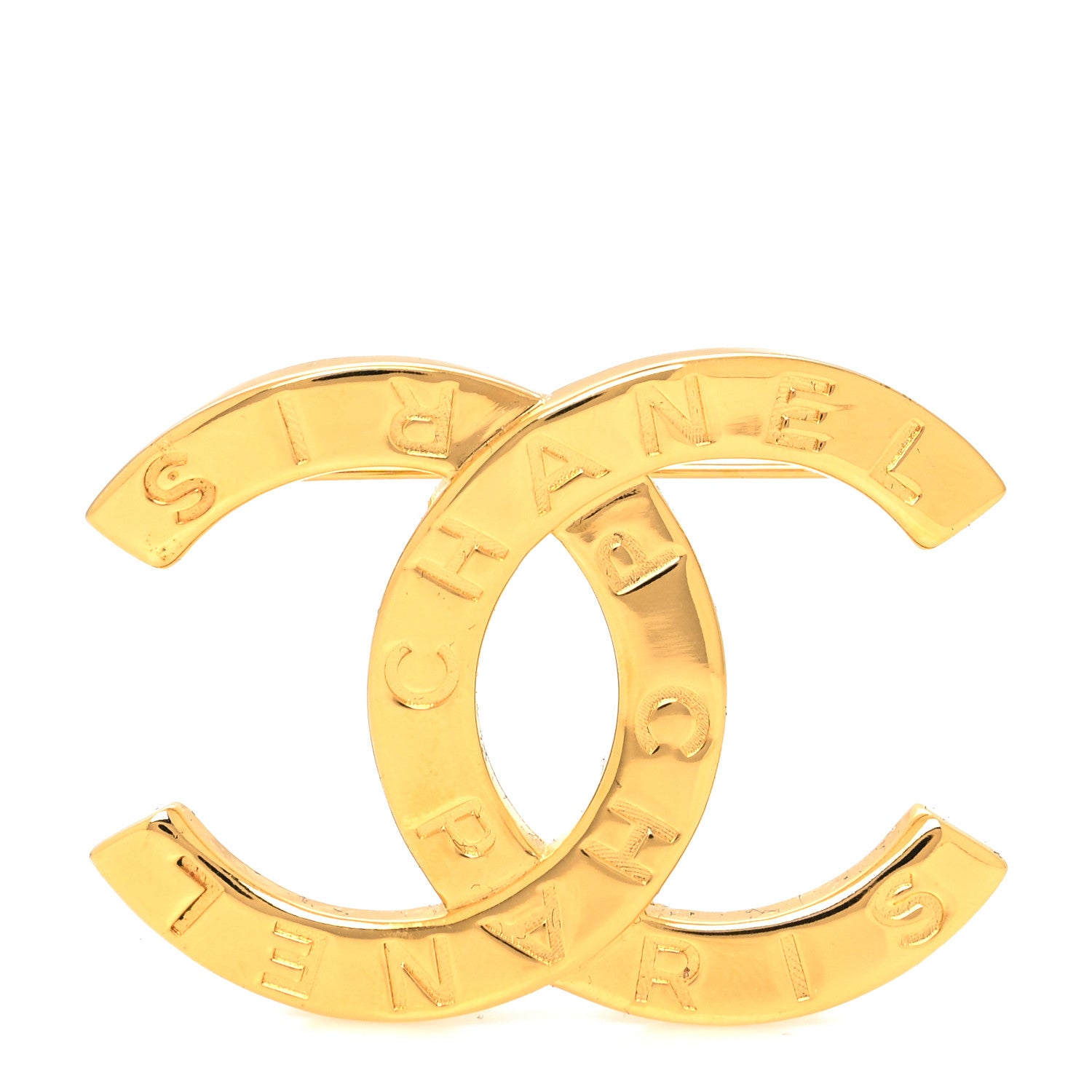 Chanel Metal Paris Button CC Large Brooch Gold 1 of 4