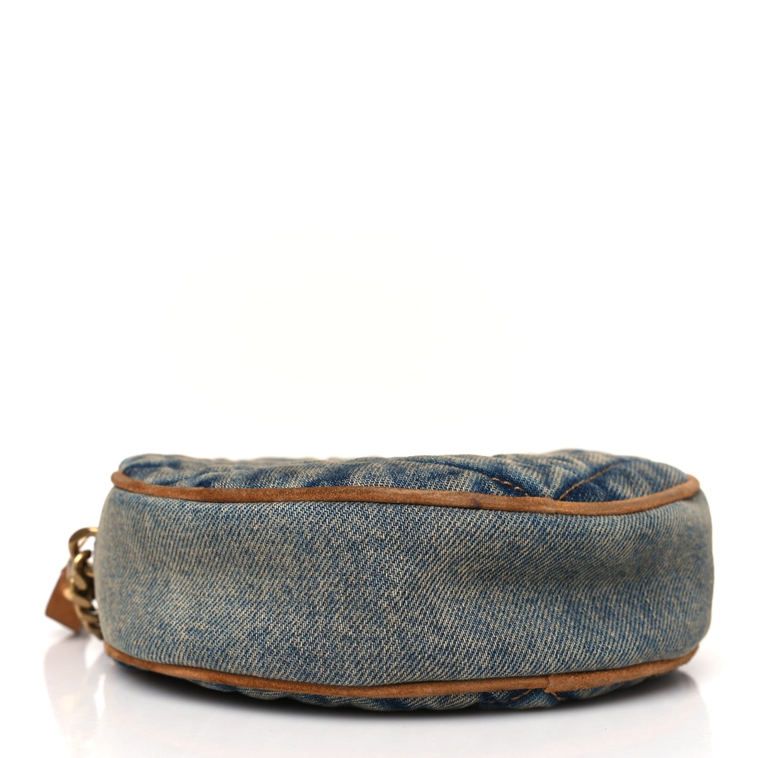 Saint Laurent Denim Quilted Monogram Round Crossbody Bag Rodeo Blue 4 of 9
