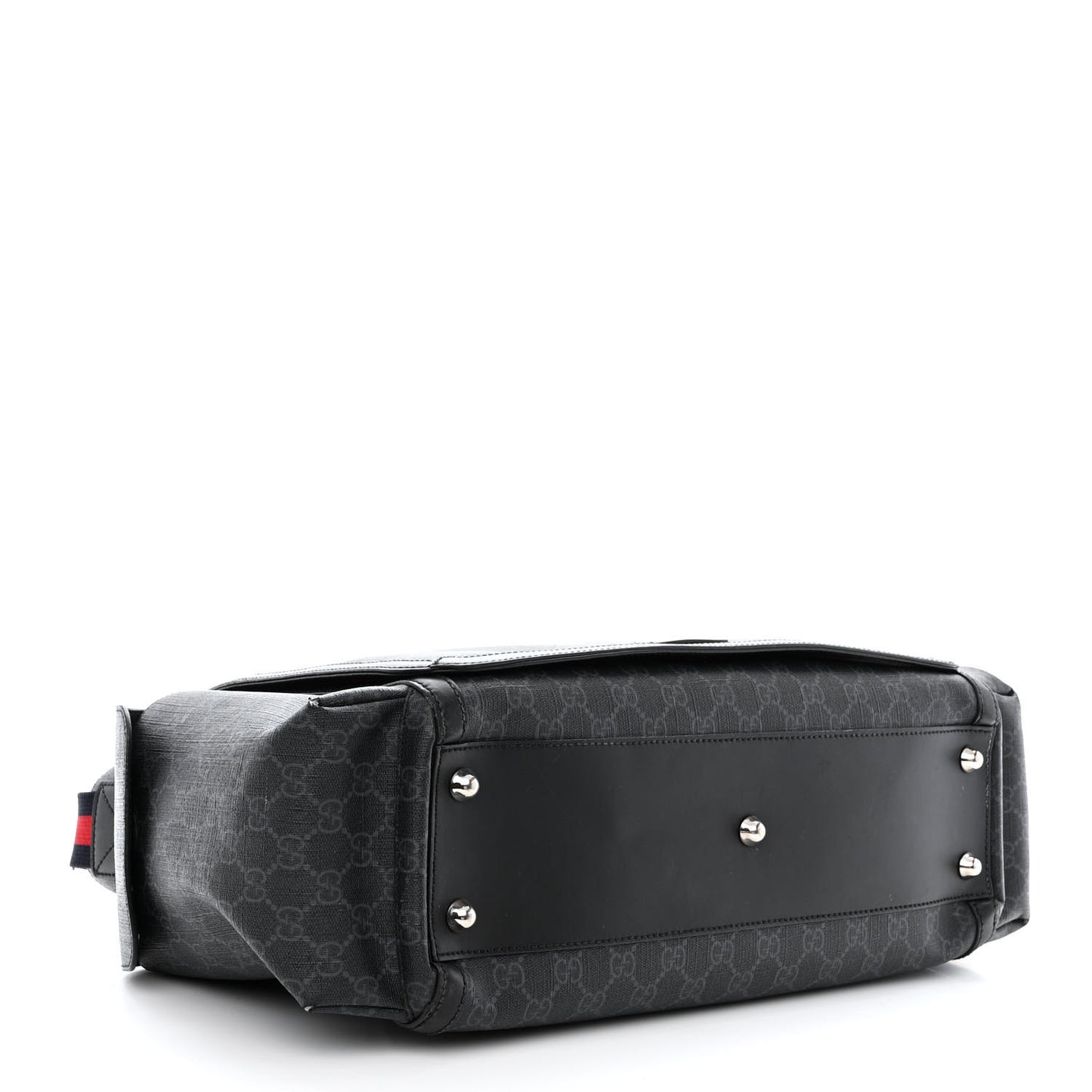 GG Supreme Monogram Web Messenger Diaper Bag Black Grey