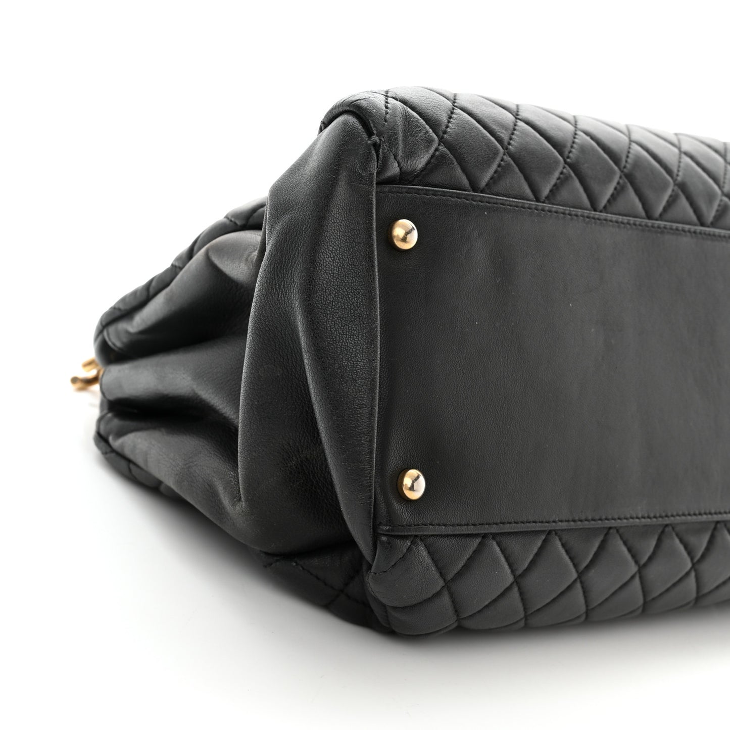 Lambskin Quilted Large Just Mademoiselle Bowling Bag Black