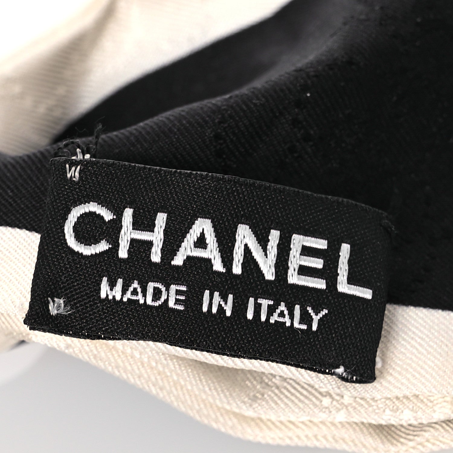 Chanel Silk Hair Tie Black Ivory 4 of 5