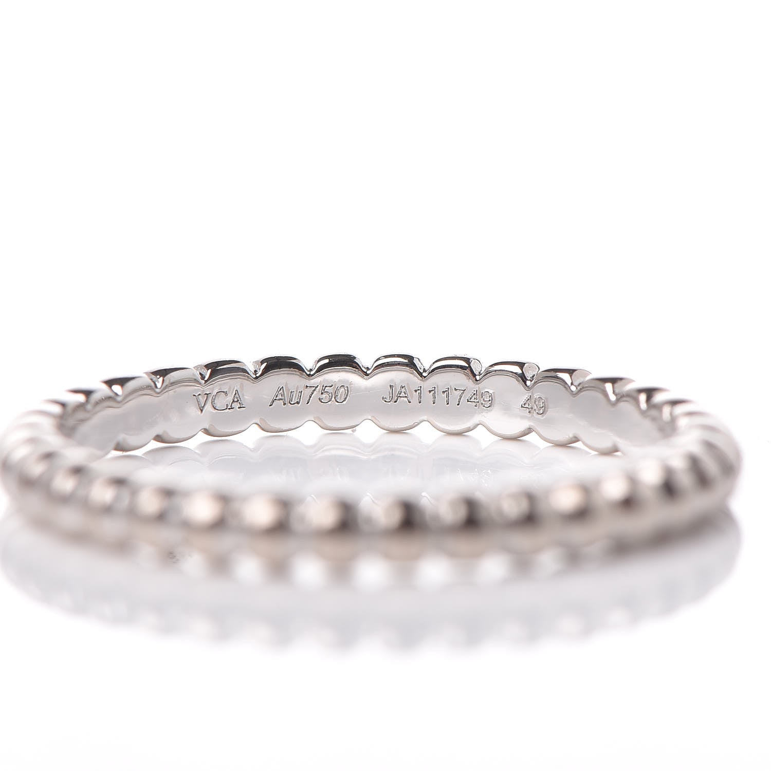 Van Cleef & Arpels 18K White Gold Small Perlee Ring 49 4.75 4 of 5