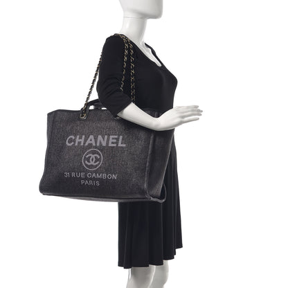Chanel Woven Straw Raffia Large Deauville Tote Black 2 of 7