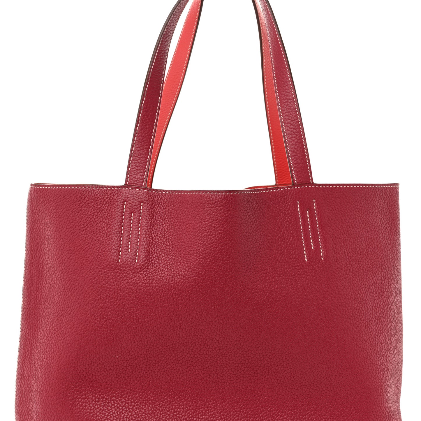 Taurillon Clemence Double Sens 45 Reversible Tote Rubis Bougainvillea