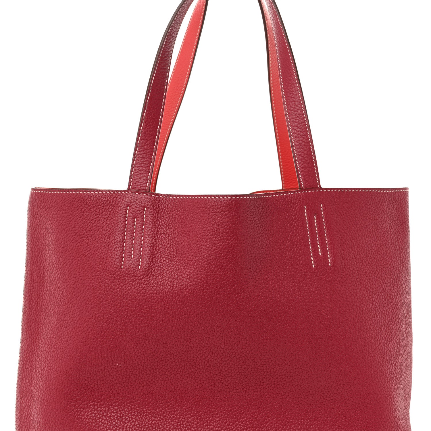 Hermes Taurillon Clemence Double Sens 45 Reversible Tote Rubis Bougainvillea 10 of 19