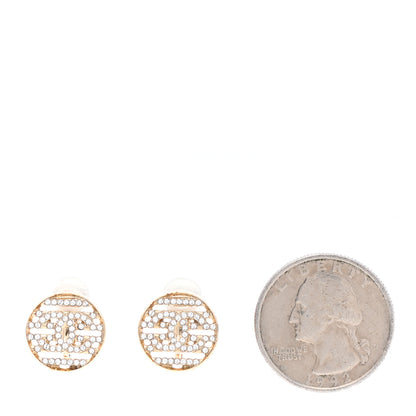Chanel Crystal CC Round Clip On Earrings Gold 2 of 5