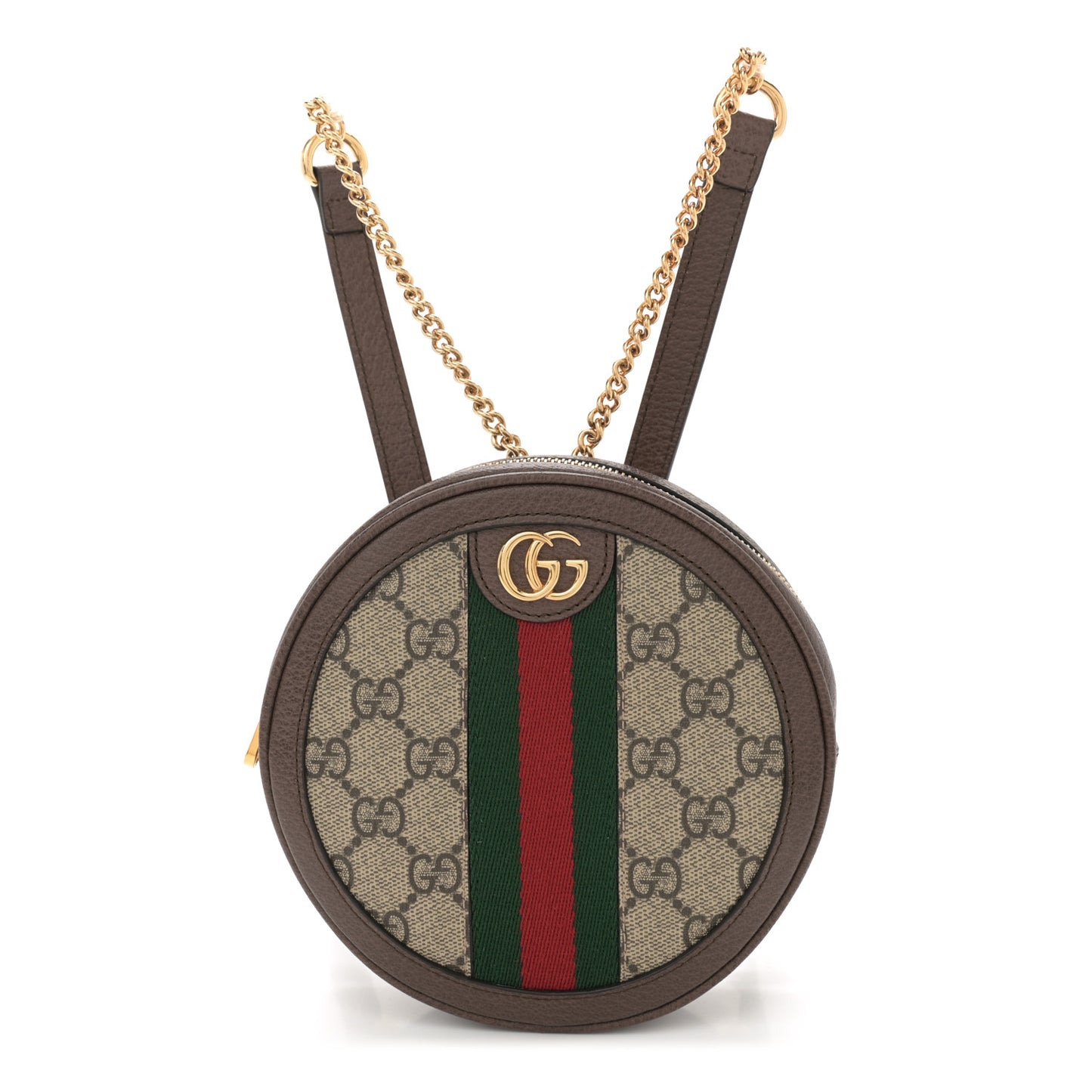GG Supreme Monogram Web Mini Ophidia Round Backpack Brown