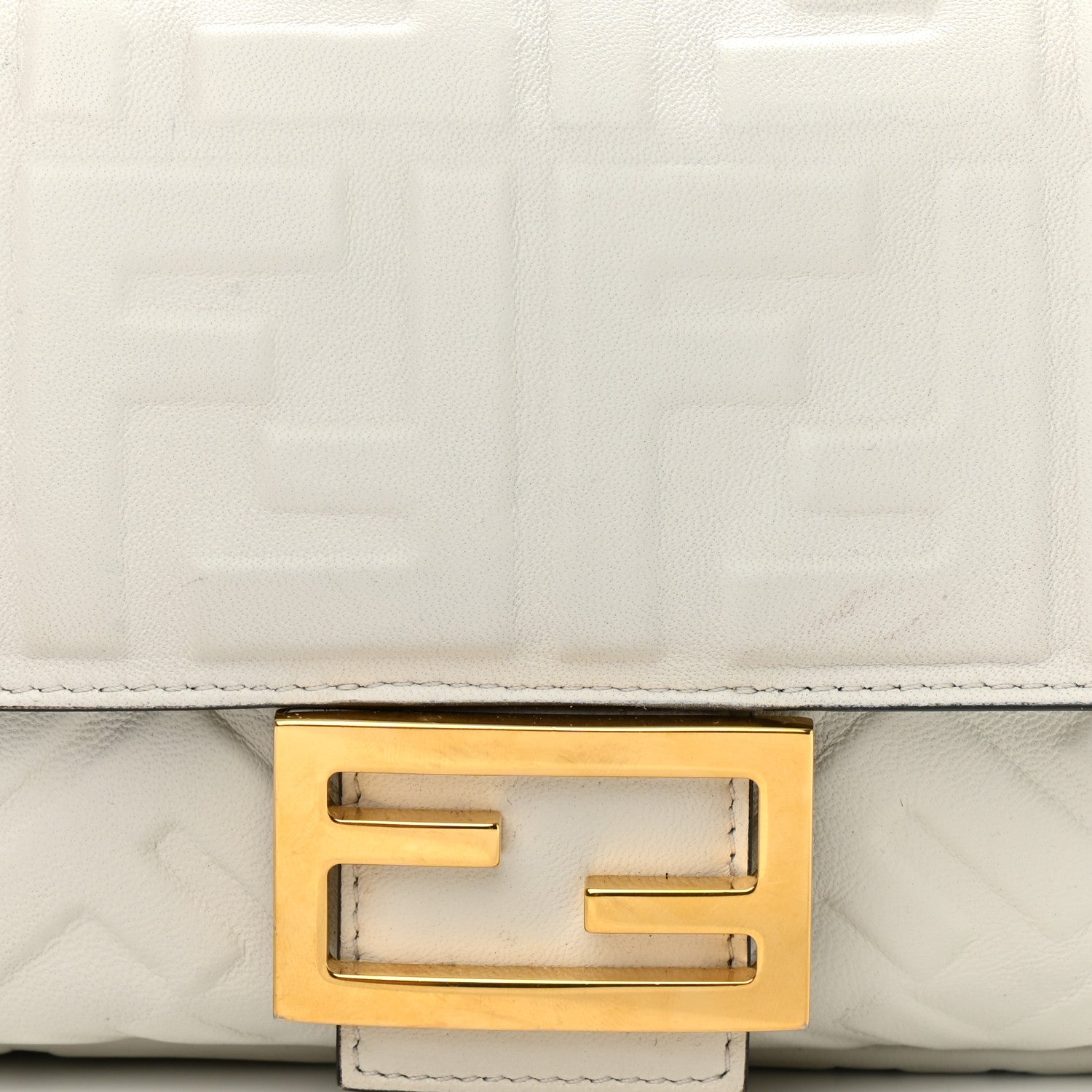 Fendi Nappa FF 1974 Embossed Baguette White 8 of 10