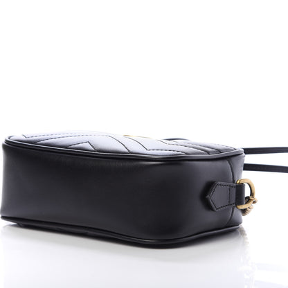 Gucci Calfskin Matelasse Mini GG Marmont Chain Shoulder Bag Black 7 of 12