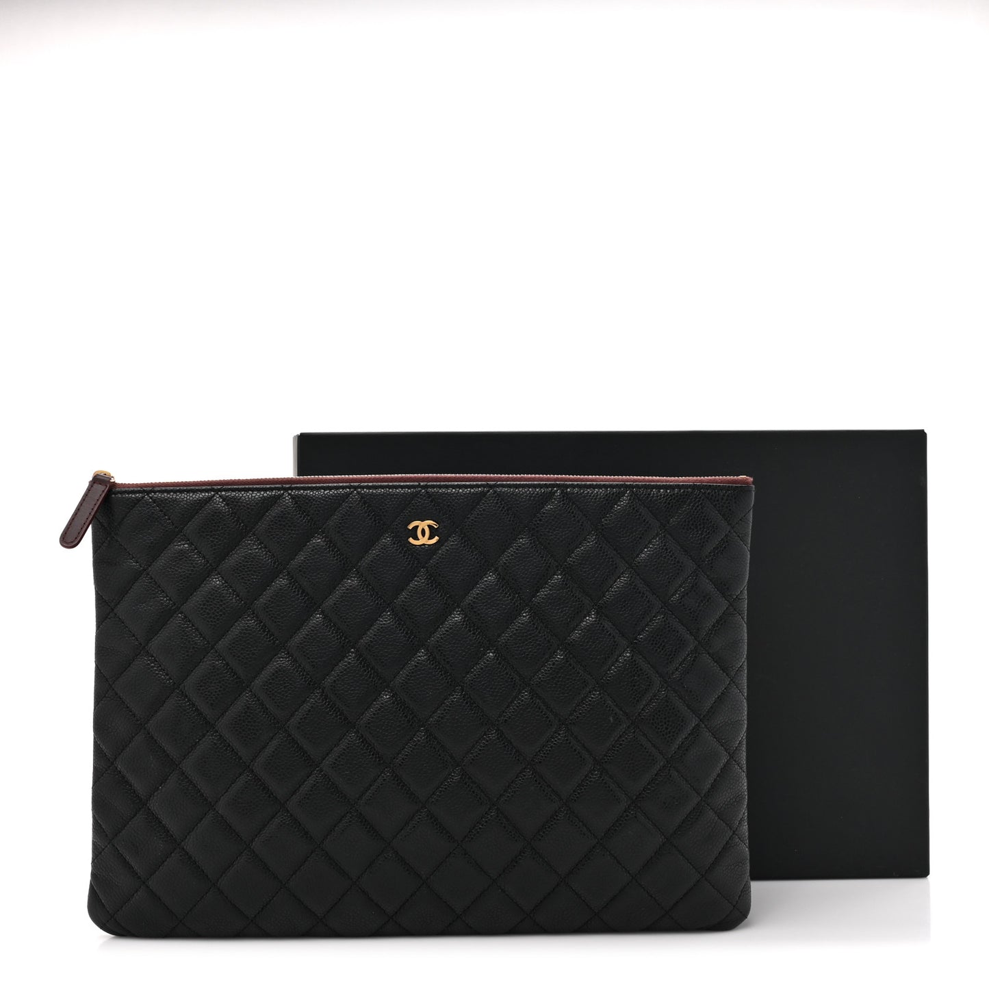 Caviar Quilted Large Cosmetic Case Black