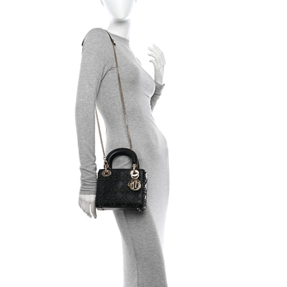 Christian Dior Lambskin Cannage Beaded Embroidery Mini Lady Dior Black 2 of 11