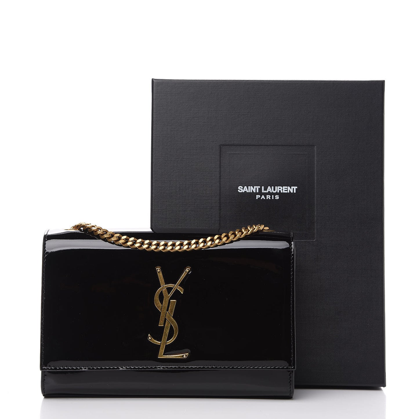 Patent Small Monogram Kate Satchel Black