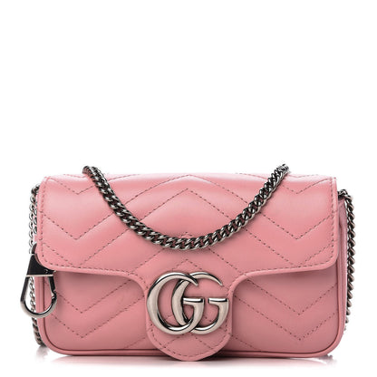 Gucci Calfskin Matelasse Super Mini GG Marmont Shoulder Bag Wild Rose 1 of 11