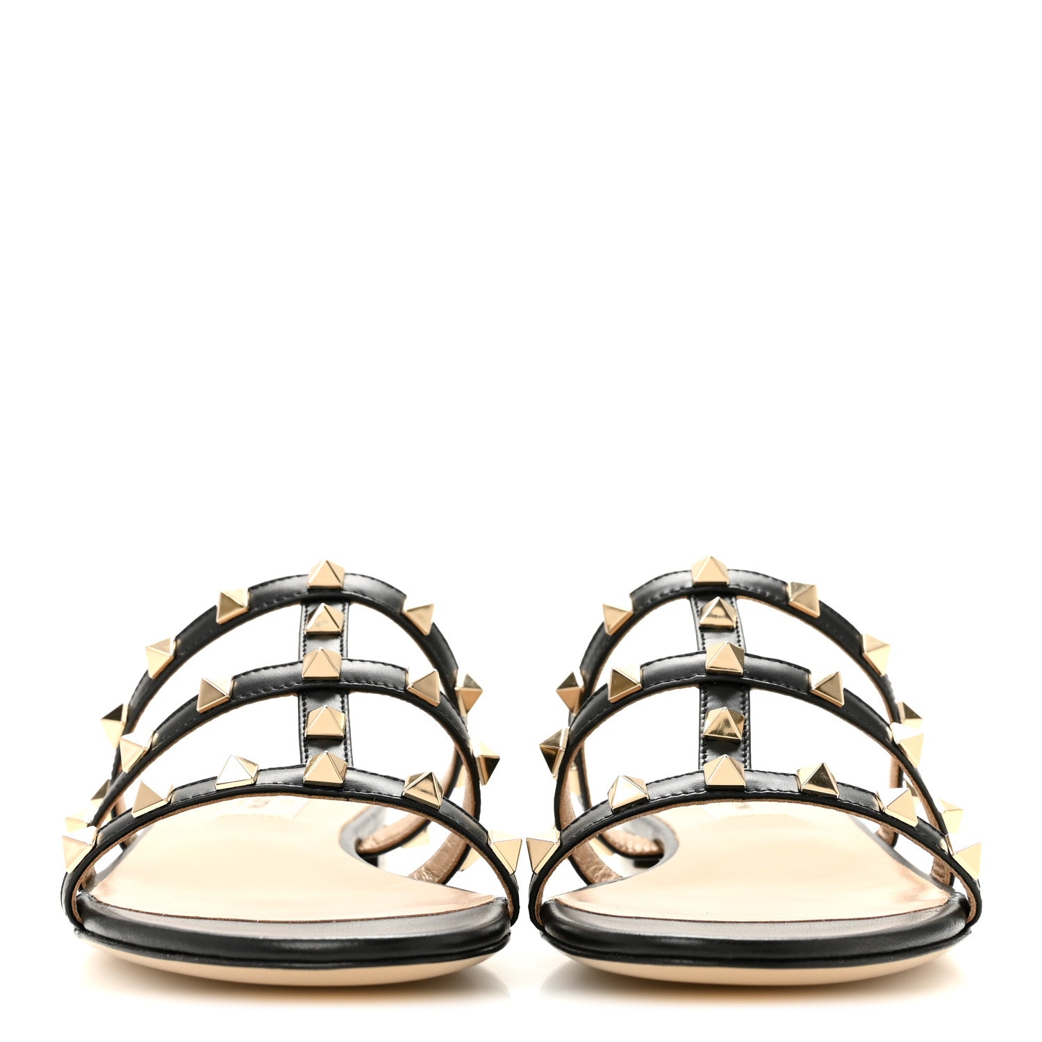Valentino Garavani Nappa Rockstud Caged Flat Slide Sandals 37 Black 3 of 10