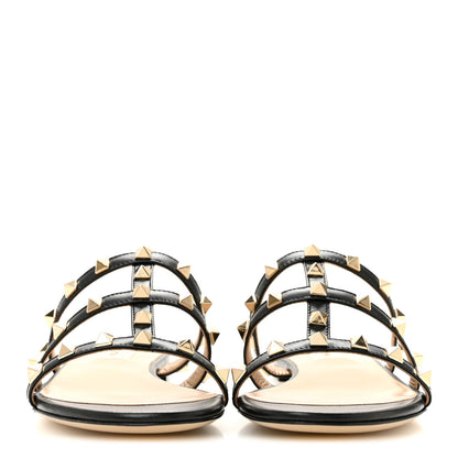 Valentino Garavani Nappa Rockstud Caged Flat Slide Sandals 37 Black 3 of 10