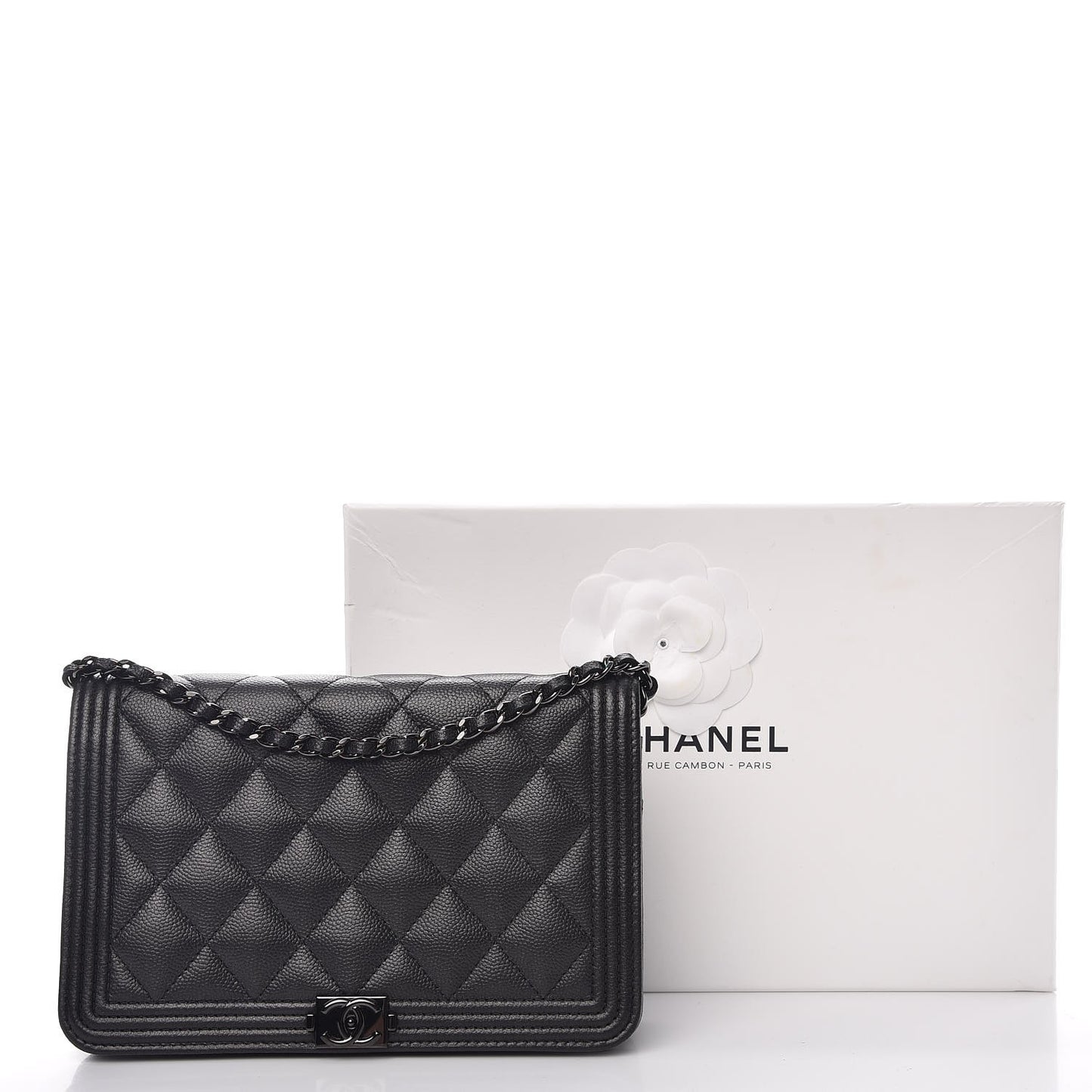 Caviar Quilted Boy Wallet On Chain WOC So Black