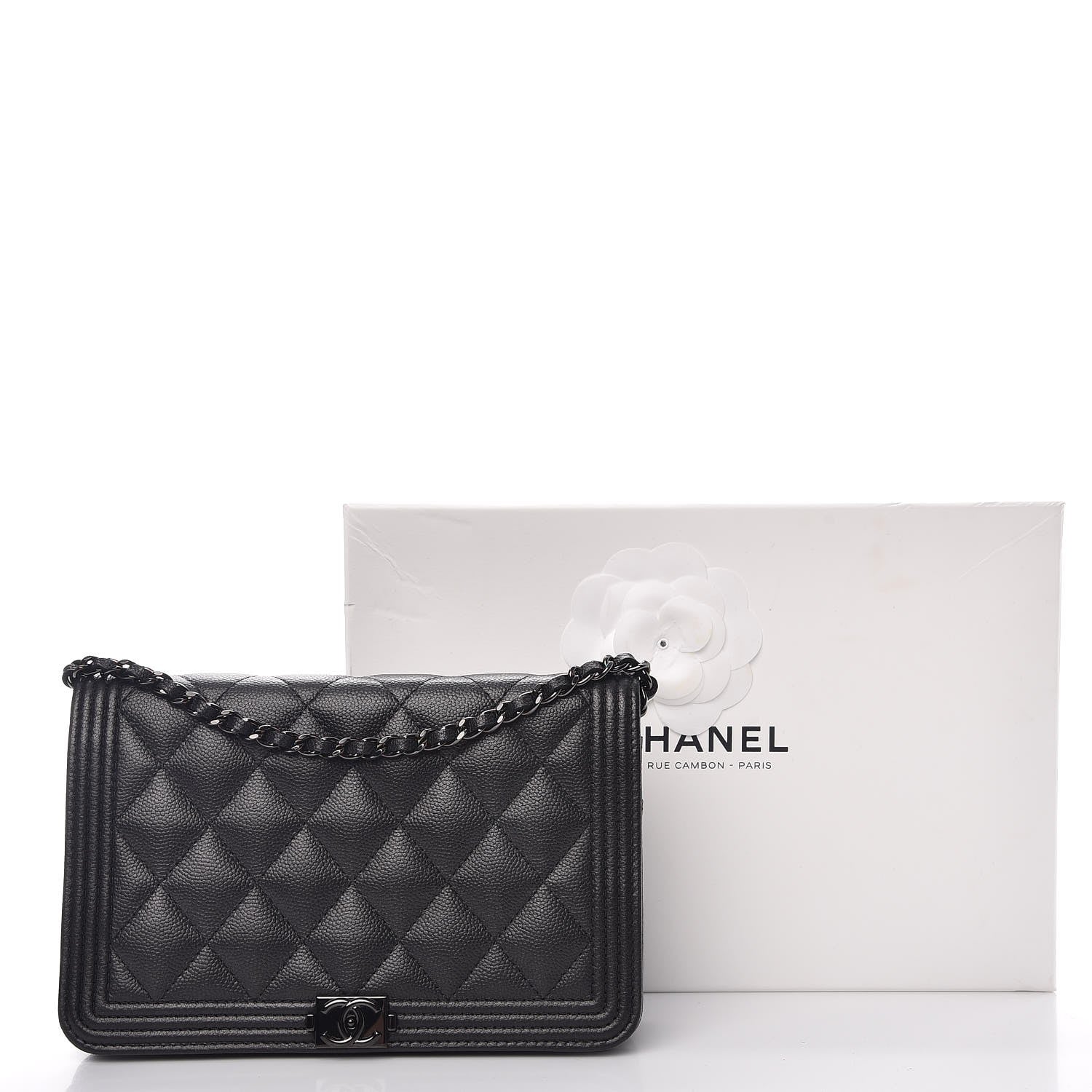 Chanel Caviar Quilted Boy Wallet On Chain WOC So Black 10 of 10