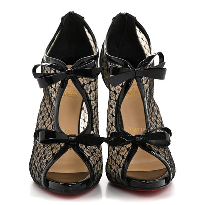 Christian Louboutin Patent Fishnet Lace Empiralta 120 Pumps 38 Black 3 of 8