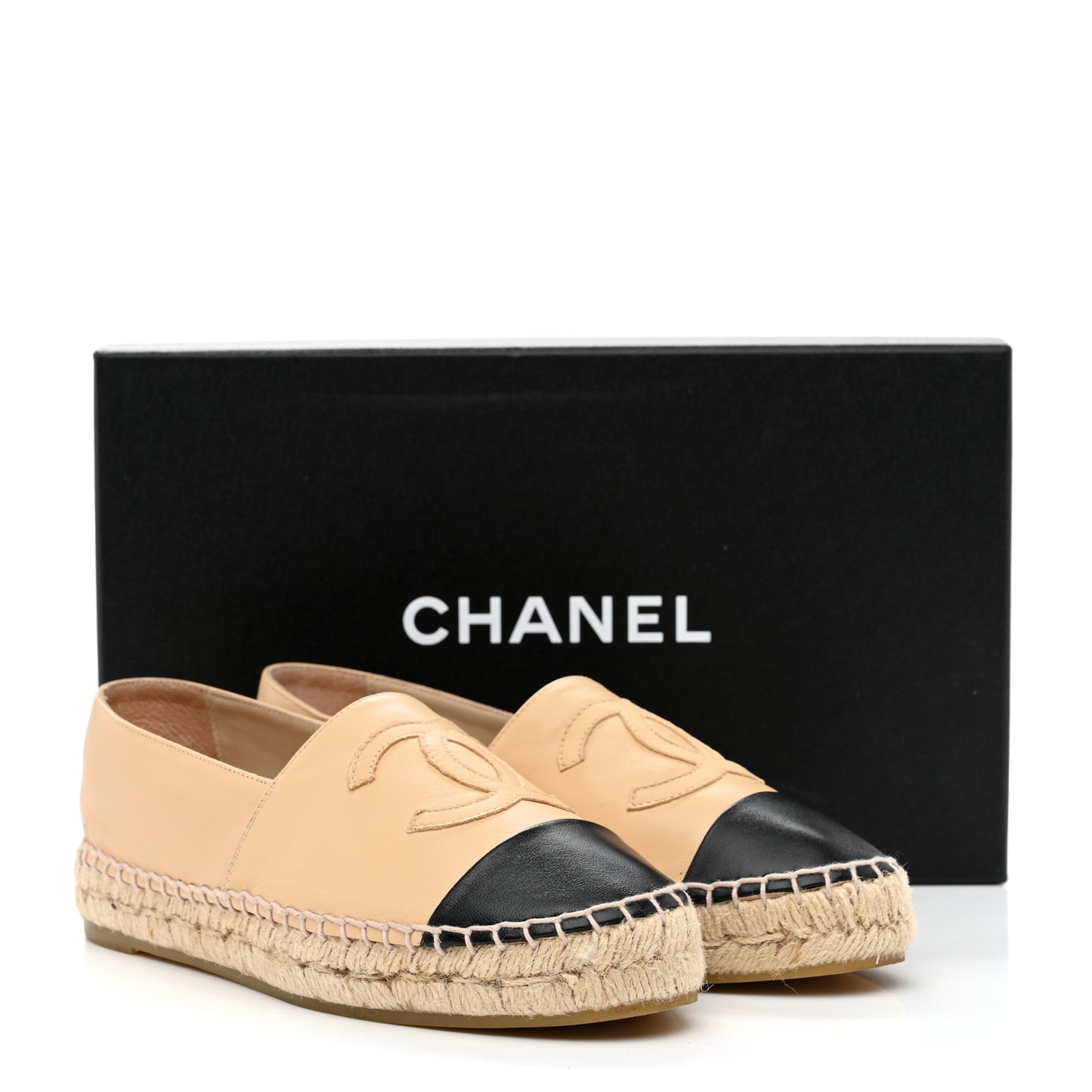 Lambskin CC Espadrilles 36 Beige Black
