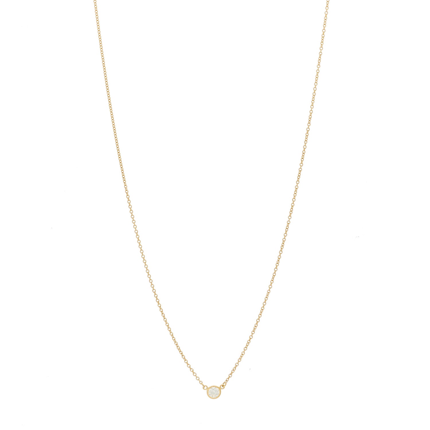 Tiffany 18K Yellow Gold Diamond .14ct Elsa Peretti Diamonds by the Yard Pendant Necklace 1 of 5