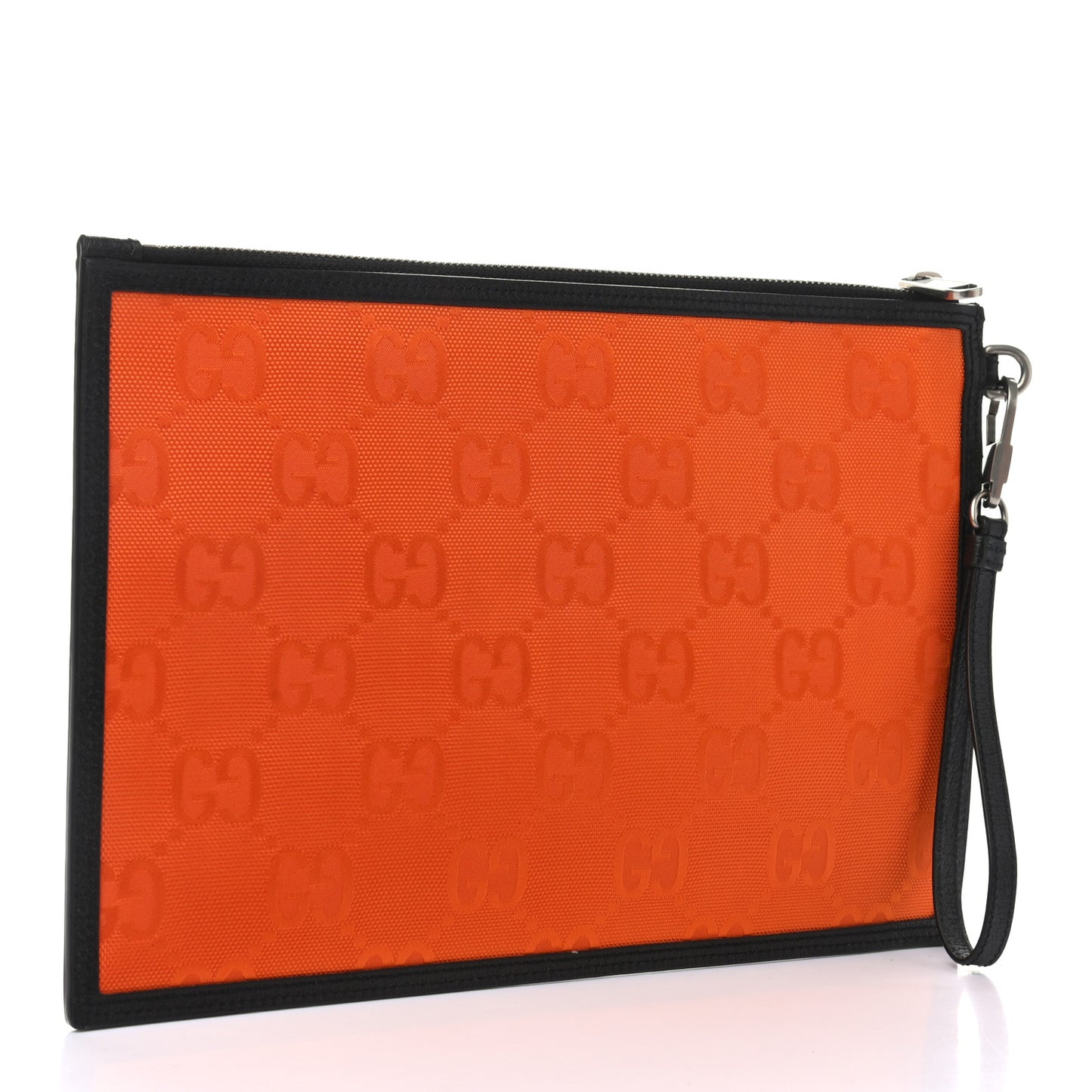 Econyl Nylon Monogram Off The Grid Zip Pouch Carrot Orange Black