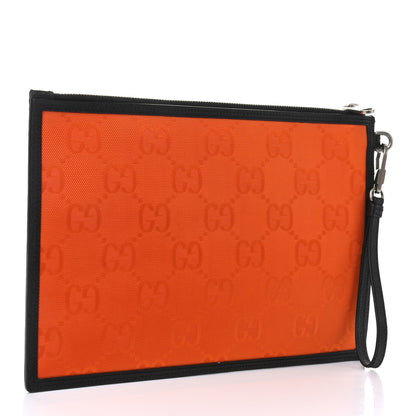 Gucci Econyl Nylon Monogram Off The Grid Zip Pouch Carrot Orange Black 3 of 8