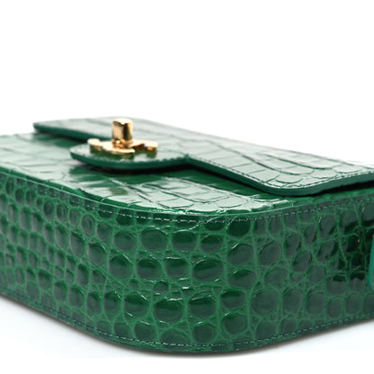 Chanel Crocodile Embossed Calfskin Turn Around Mini Flap Bag With Top Handle  Green 10 of 11