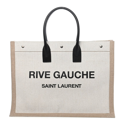 Saint Laurent Linen Calfskin Rive Gauche Tote Optic White 1 of 9