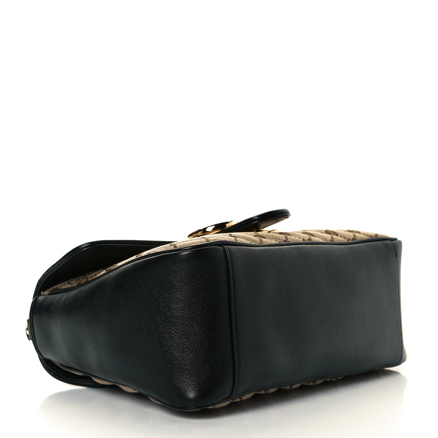 Monogram Azalea Calfskin Matelasse Diagonal Small GG Marmont Top Handle Shoulder Bag Beige Ebony Black
