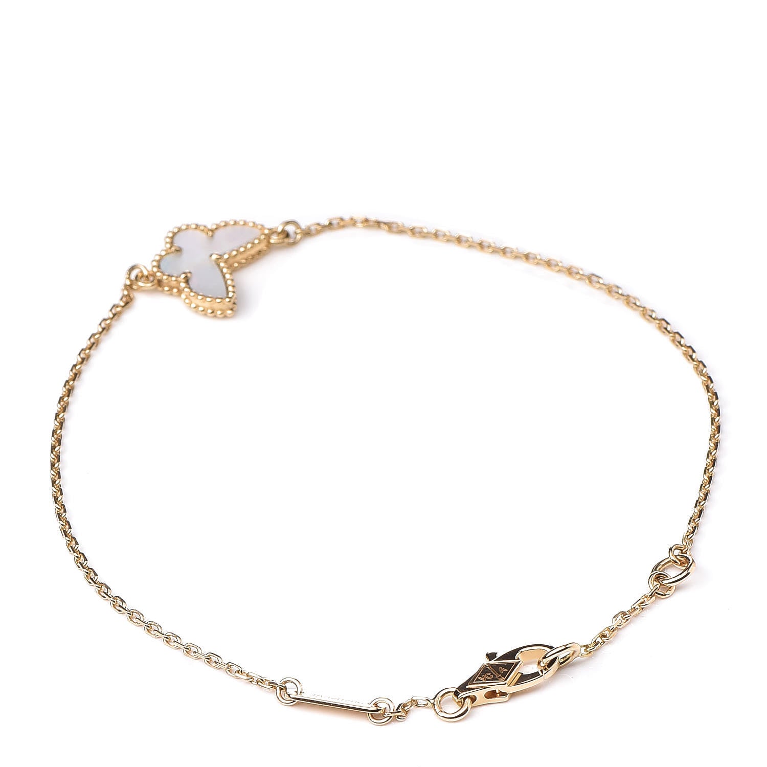 Van Cleef & Arpels 18K Yellow Gold Mother of Pearl Sweet Alhambra Butterfly Bracelet 3 of 8